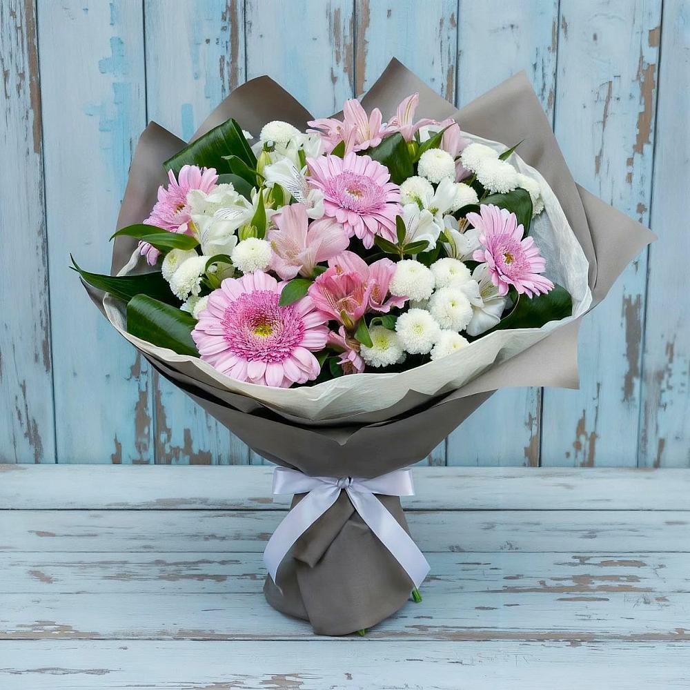 Букет цветов из: Герберы, Альстромерии и Хризантемы в Кугеси